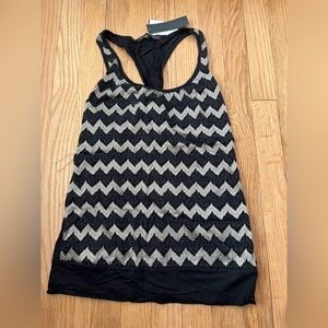 Women’s Black and Gold Chevron Racerback Tank Top - XL
